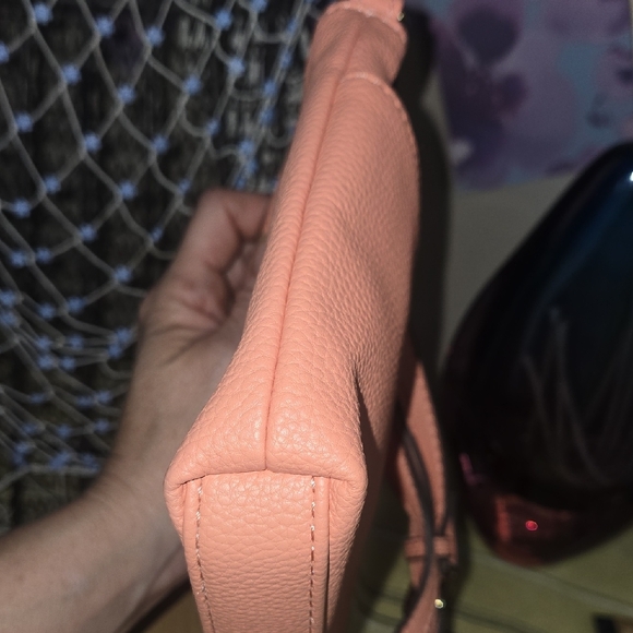 Nanette Lepore Peach Pebbled Leather Crossbody Bag - Picture 6 of 13